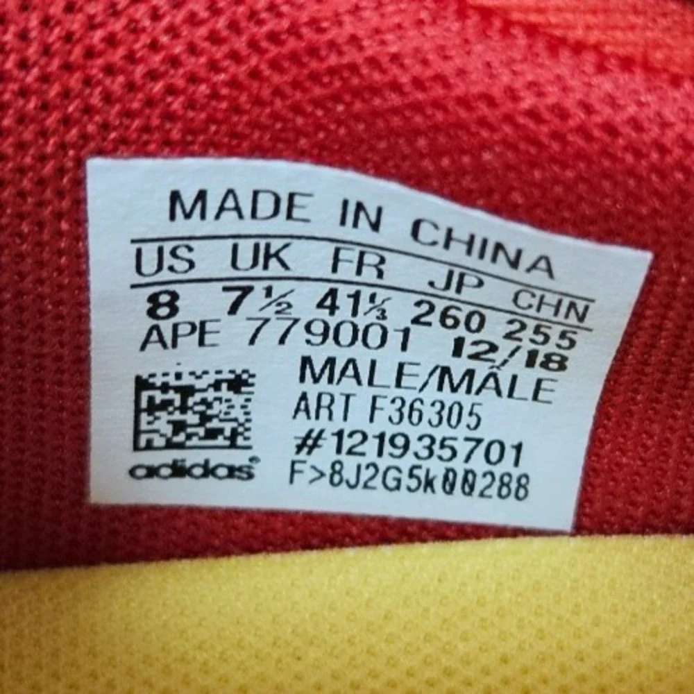 Adidas Marquee Boost Low Basketball Shoes F36305 Red White Men's Size‎ 8